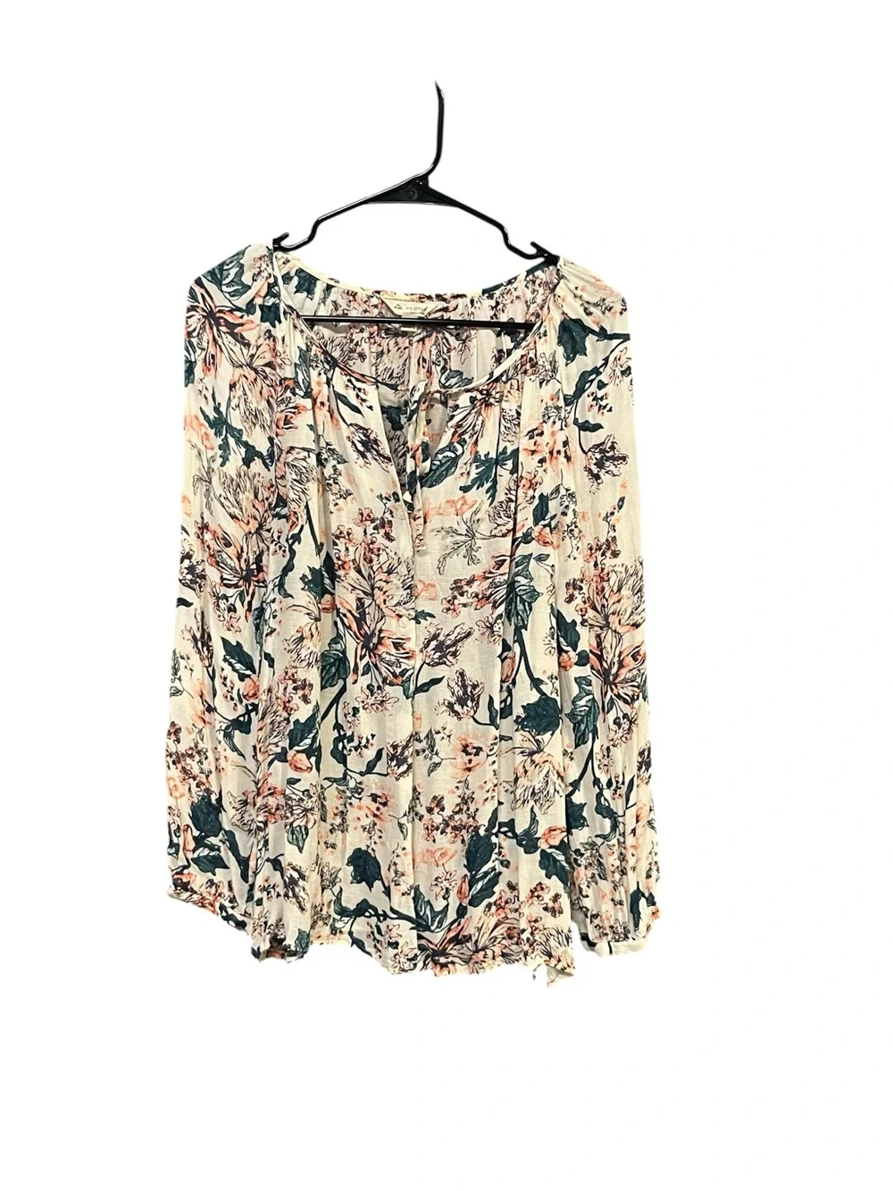 Lucky Brand Floral Popover Blouse Women’s L Boho Cottagecore Romantic Peasant